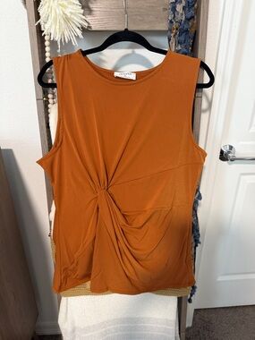 Zenana Outfitters Rust Orange Twist-Knot Sleeveless Tank
